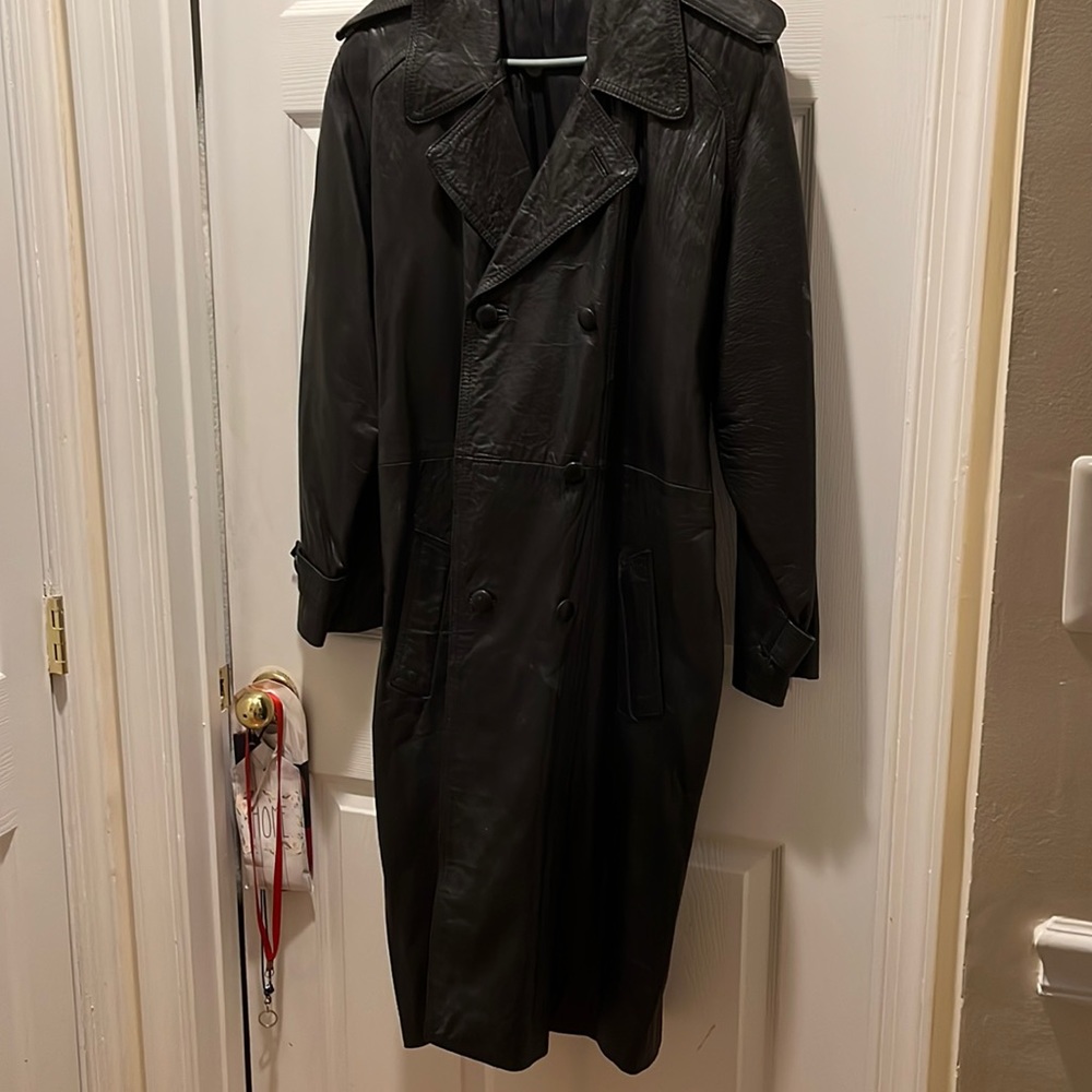 Trench black coat handmade Argentina baby cow